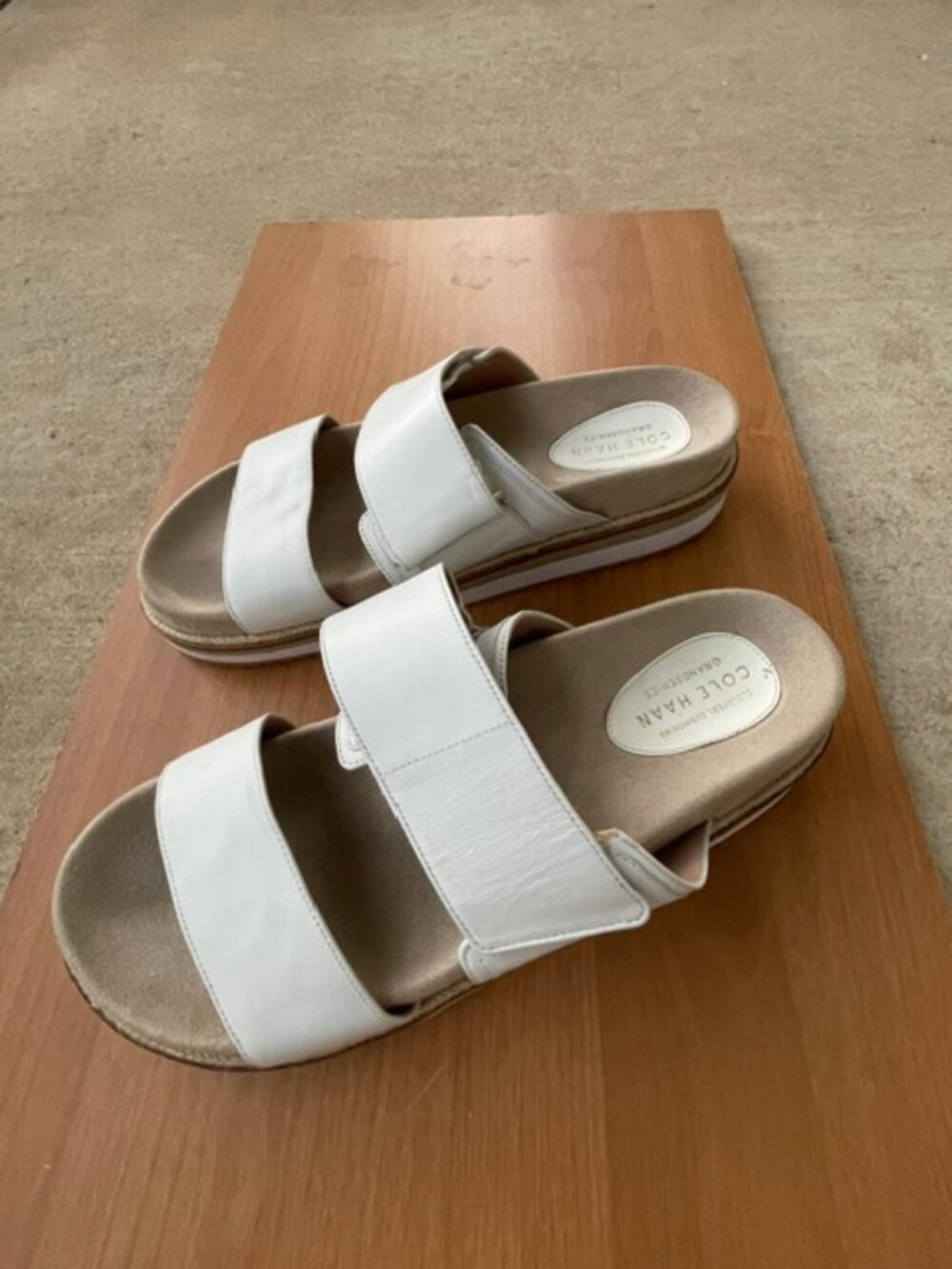 Cole Haan Women's Cloudfeel Grandseries Slip-on Sandals, Tan White, Size 9.5